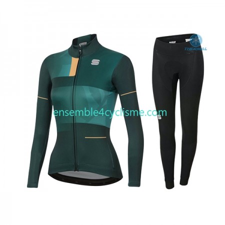 Tenue Maillot M/L + Collant Hiver Thermal Fleece 2021 Sportful Leaf Femme N002